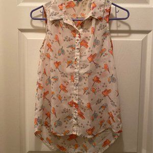 Charlotte Russe Chiffon Bird Tank Top